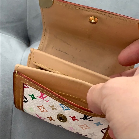 Authentic Louis Vuitton Murakami White Wallet Porte Monnaie Plat Coin Case - Picture 7 of 9